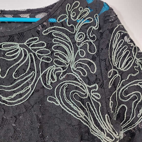 Free People boho black lace mini dress - Picture 4 of 5